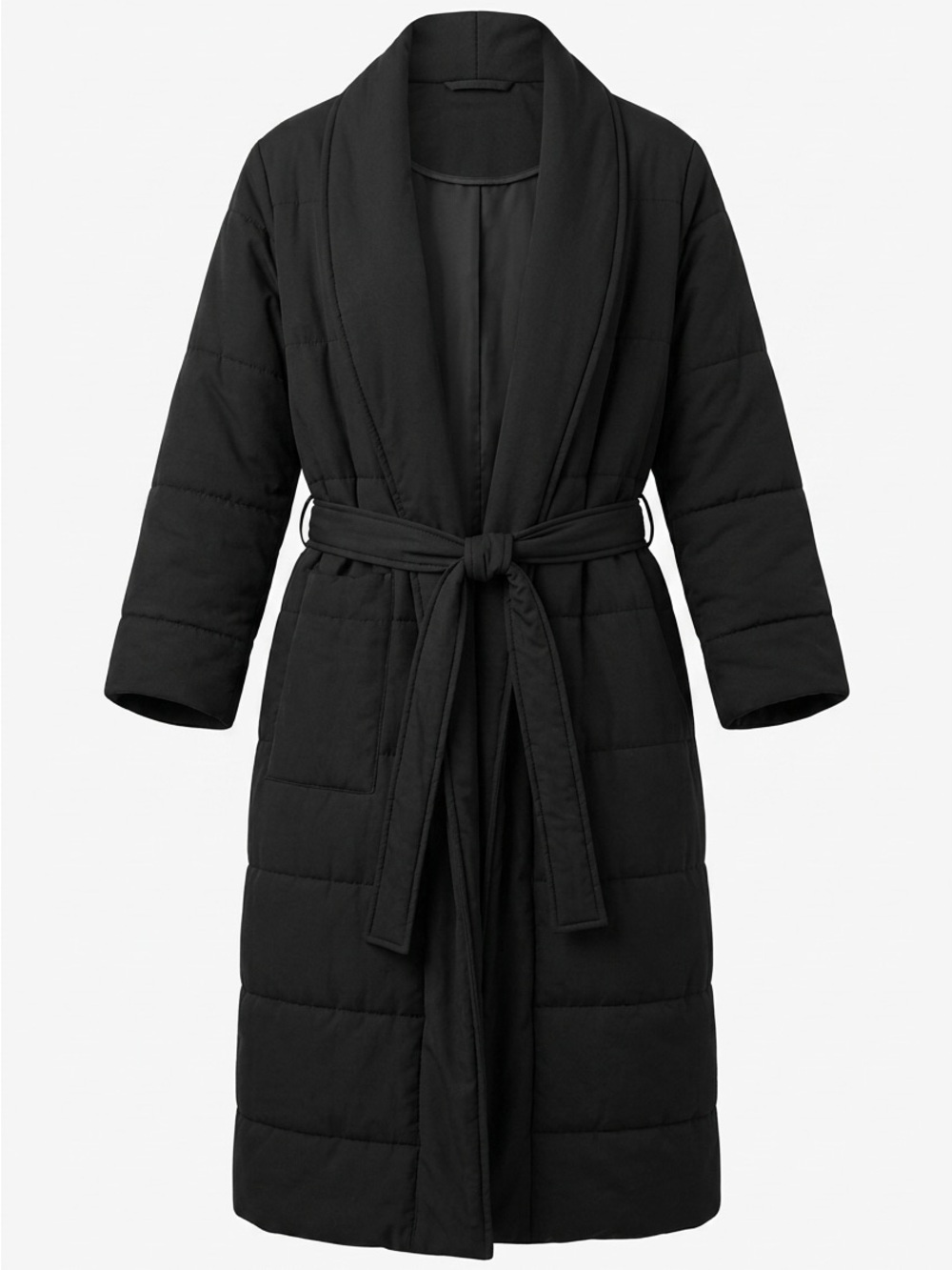 EUC! Skin Brand Black 100% Quilted Organic Cotton Robe/Lungewear Black Sz XS - Picture 2 of 7